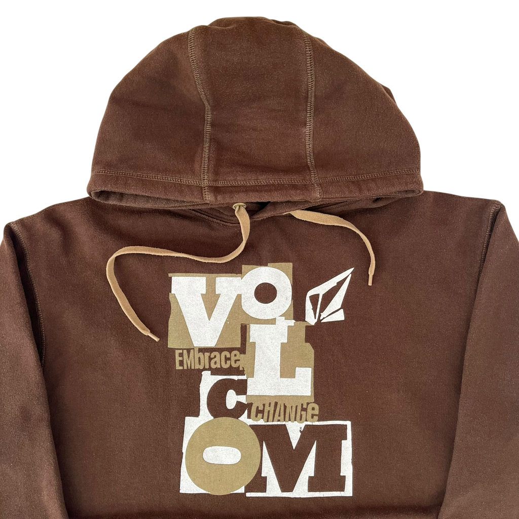 VOLCOM BROWN GRAPHIC LOGO HOODIE (M)