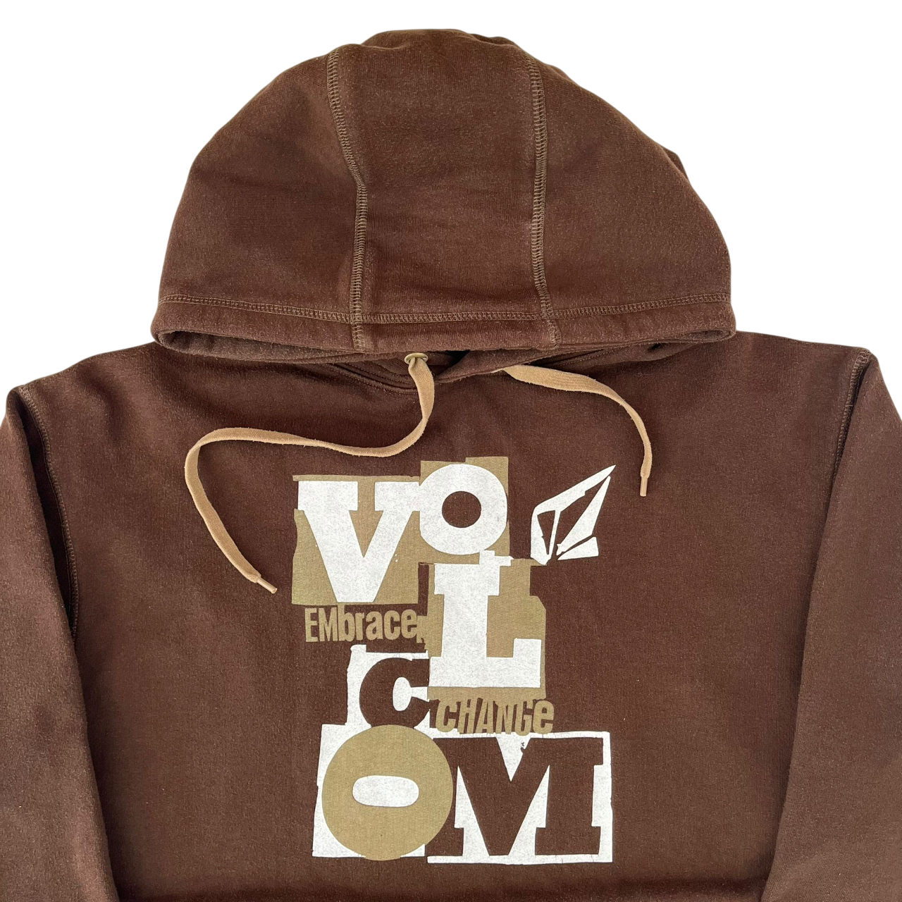 VOLCOM BROWN GRAPHIC LOGO HOODIE (M)