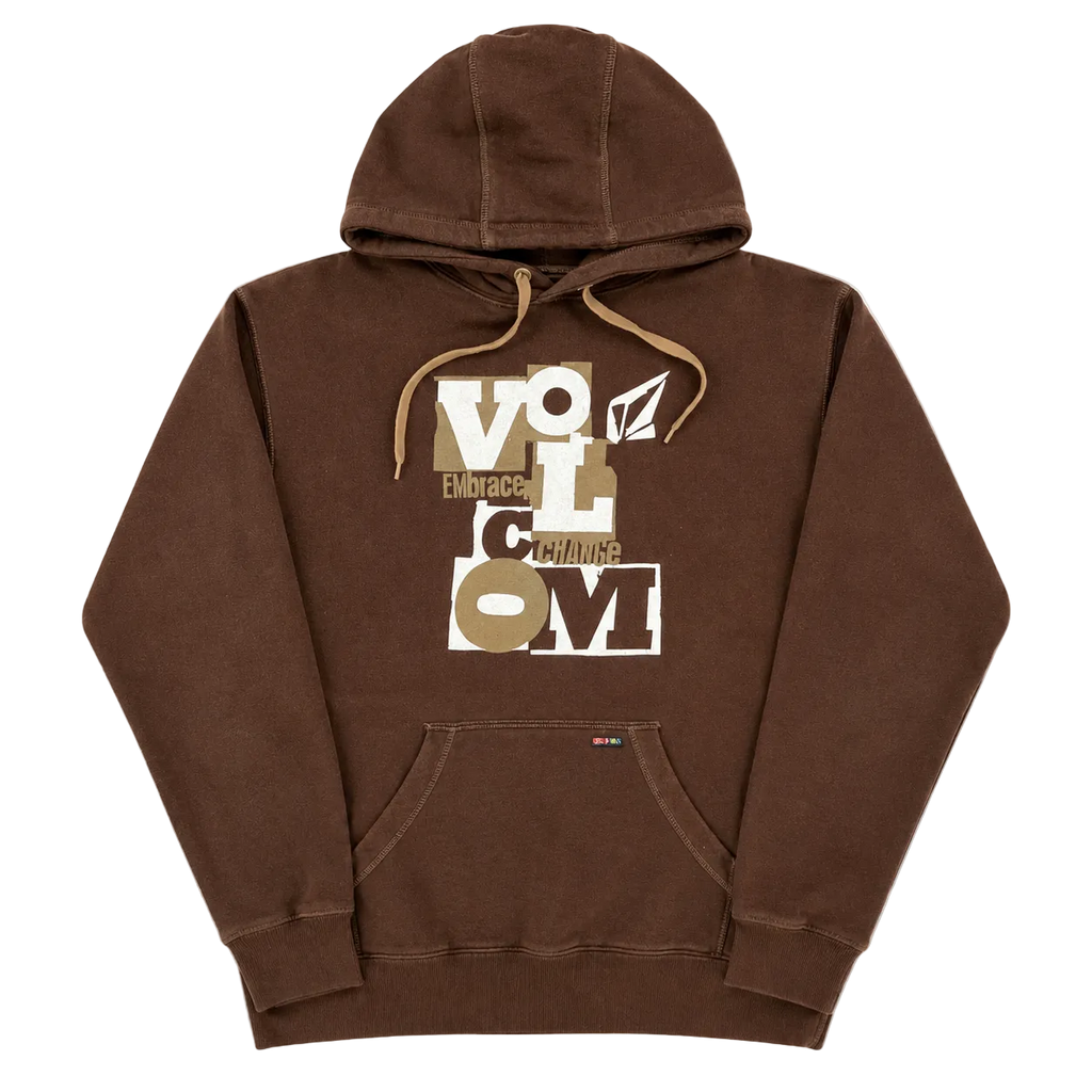 VOLCOM BROWN GRAPHIC LOGO HOODIE (M)