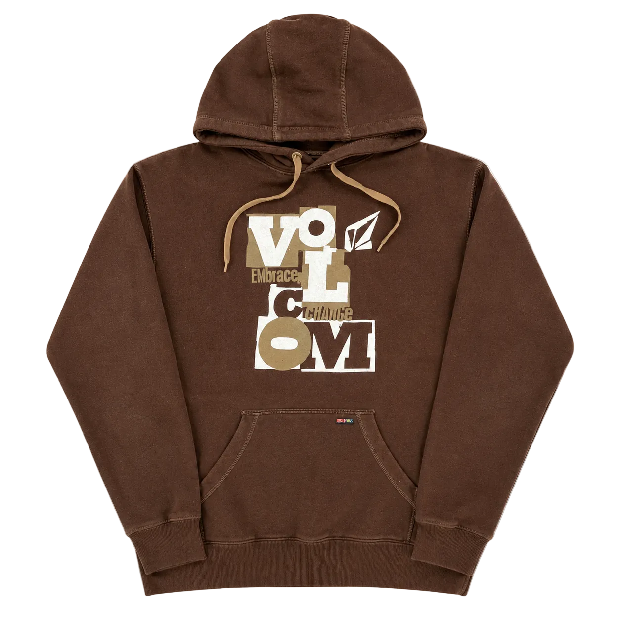 VOLCOM BROWN GRAPHIC LOGO HOODIE (M)